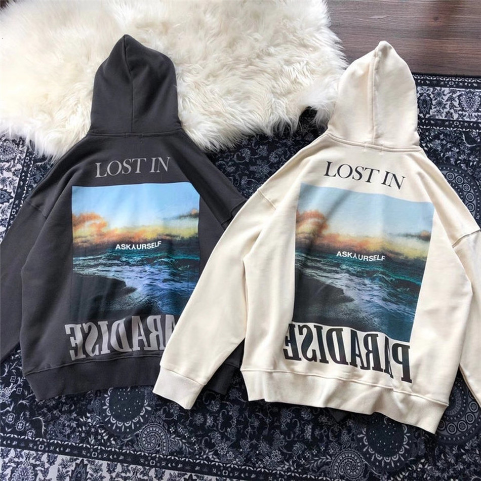 

2021 New Reflective Askyurself Hoodie Pullovers Vintage Lost in Paradise Sweatshirts Men Clothing 55fe