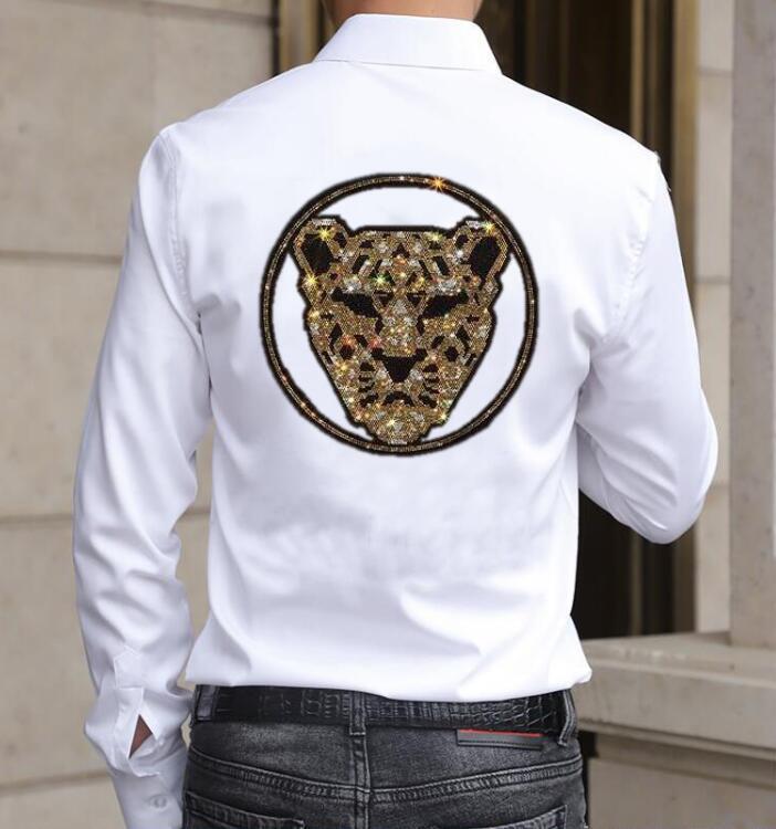 

2021 New Men's Hot Drill Shirt Fashion Long Sleeves Occasional Black and White Man's Shirts Carry Gout Dtqm, As shown in the figure