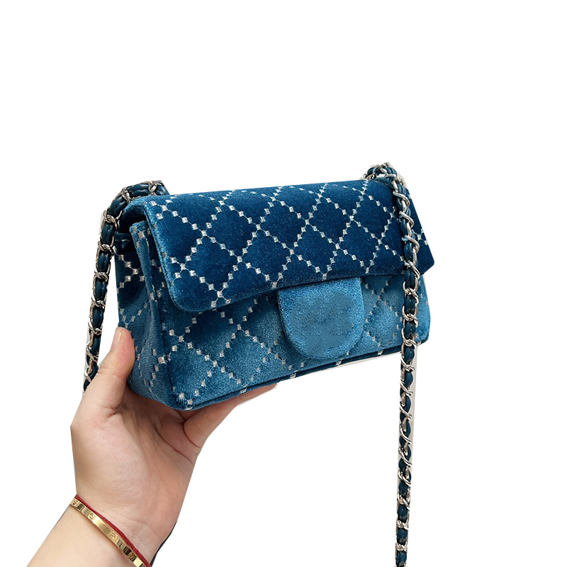 

Vintage Classic Mini Flap Square Velour Bags Luxury Designer Silver Chain Crossbody Shoulder Shiny Sign Cosmetic Clutch Daily Outdoor Sacoch