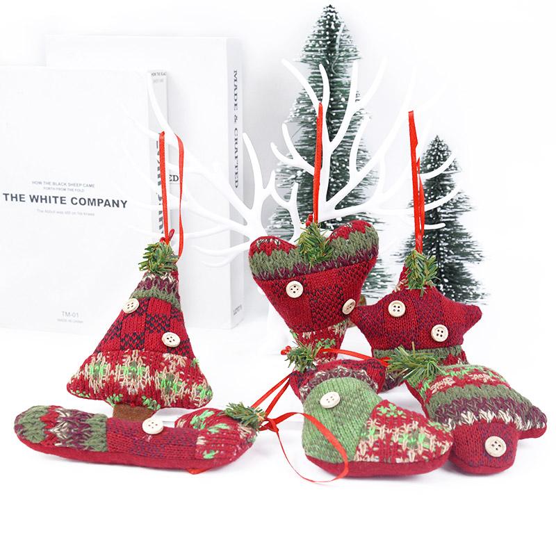 

Christmas Decorations 1pcs Fabric Pendant Star Gloves Tree Cute Socks Sewing Cane Ornaments Year Party Wedding Home Decoration
