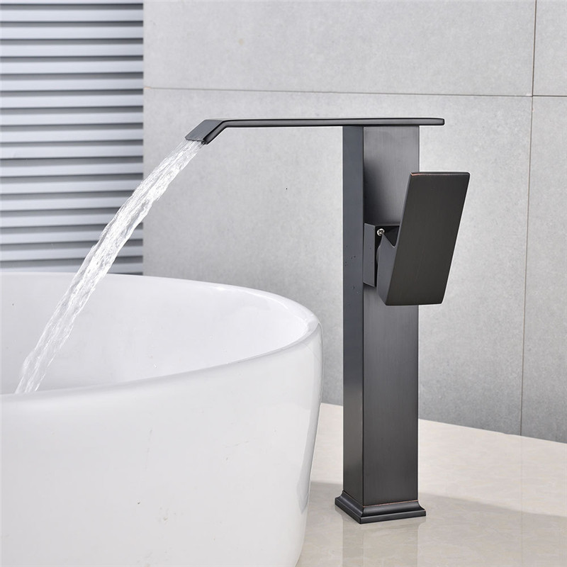 

2021 New Tall Waterfall Bathroom Single Handle Basin Mixer Tap Bath Antique Faucet Brass Sink Water Crane Sier 5bzo