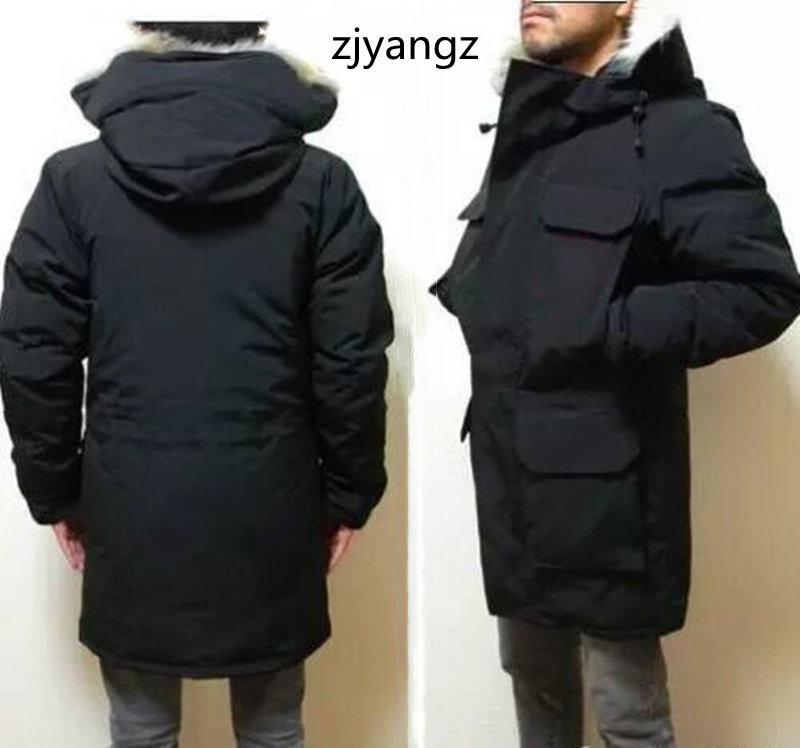 

High quality winter down coat real Wolf hair hooded men's fashion style outdoor jacket windproof and waterproof Zipper Thick warm Jackets Goose Canadian Coat, Picture color