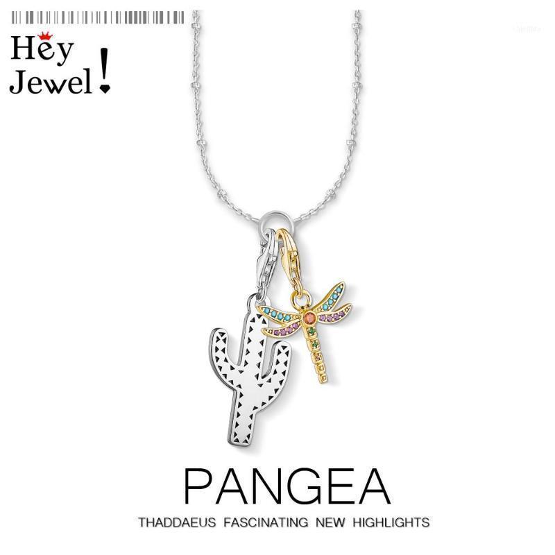 

Chains Charm Necklace Cactus & Dragonfly,2021 Winter Fashion Bohemia Jewelry Europe 925 Sterling Silver Bijoux Gift For Women1