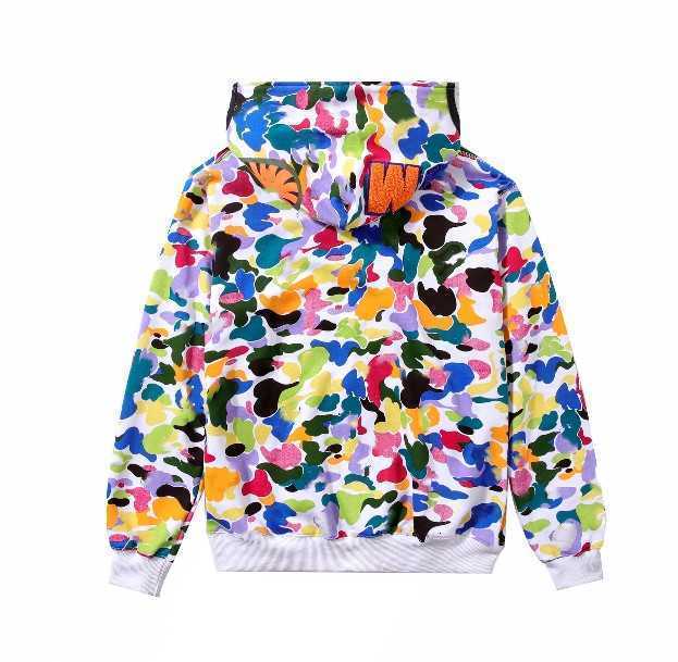 

Loose Fashion mens colour shark hoodie Embroidery Teenager Blue Pink Bathing Black APE Male Tide Men 's Couples camouflage Drake Ovo jointly, White camouflage