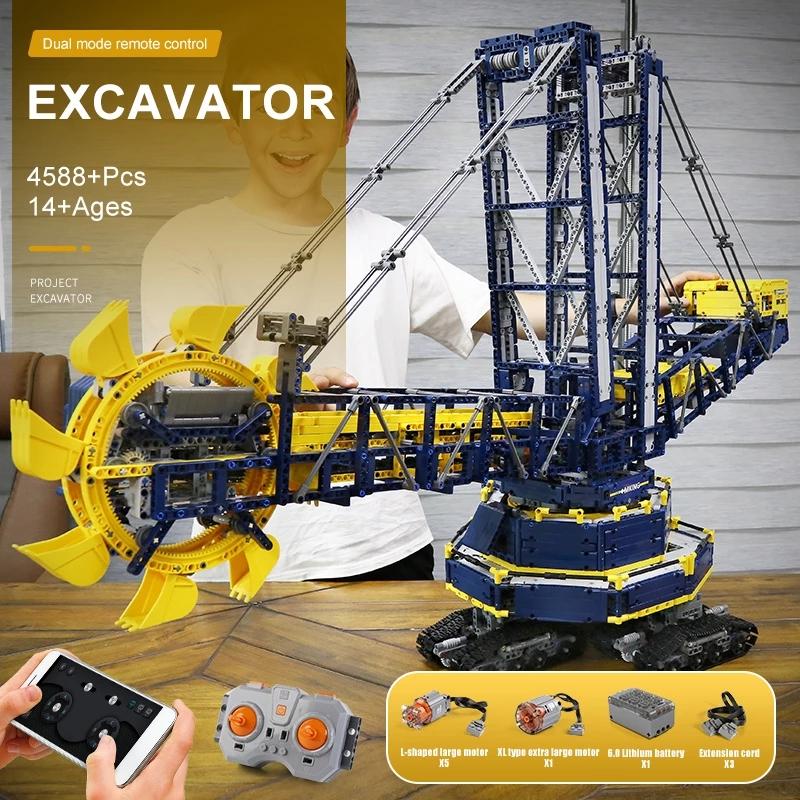 

Remote Control Motor Bucket Wheel Excavator Model Building Blocks Moukd King 17006 Children Birthday Toys Christmas Gifts For Kids