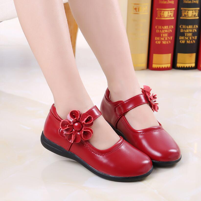 

Girls Leather Shoes for Children Wedding Dress Princess School Shoes Kids Summer Bow-knot Black Student Sandals, Pink