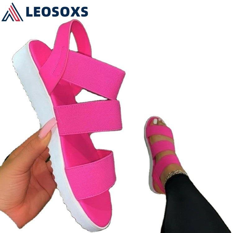 

Sandals LEOSOXS Women's Summer Ladies Girls Comfortable Ankle Hollow Round Female Soft Beach Sole Shoes Plus Size L250, Black