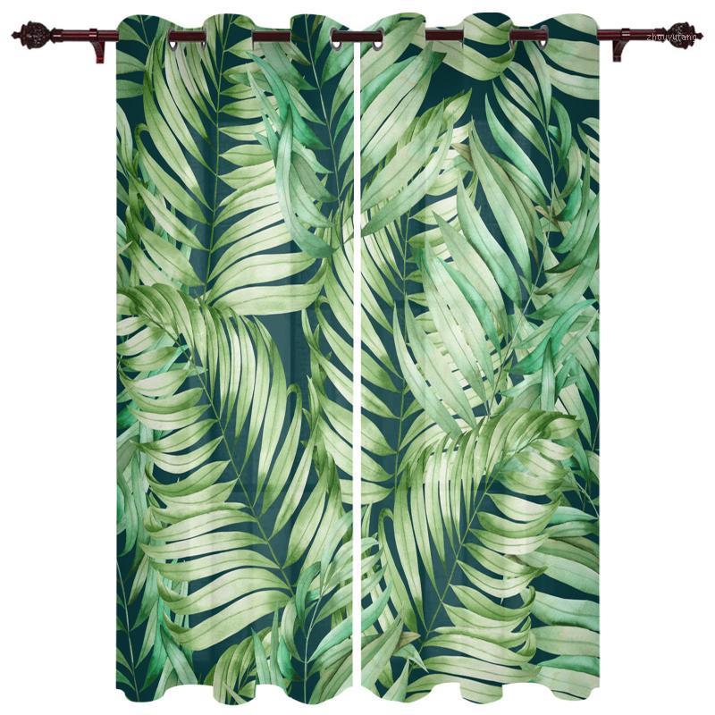 

Polyester Translucent Curtains Leaves Jungle Green Pattern Luxury For Living Room Kitchen Bedroom Windows Curtain & Drapes