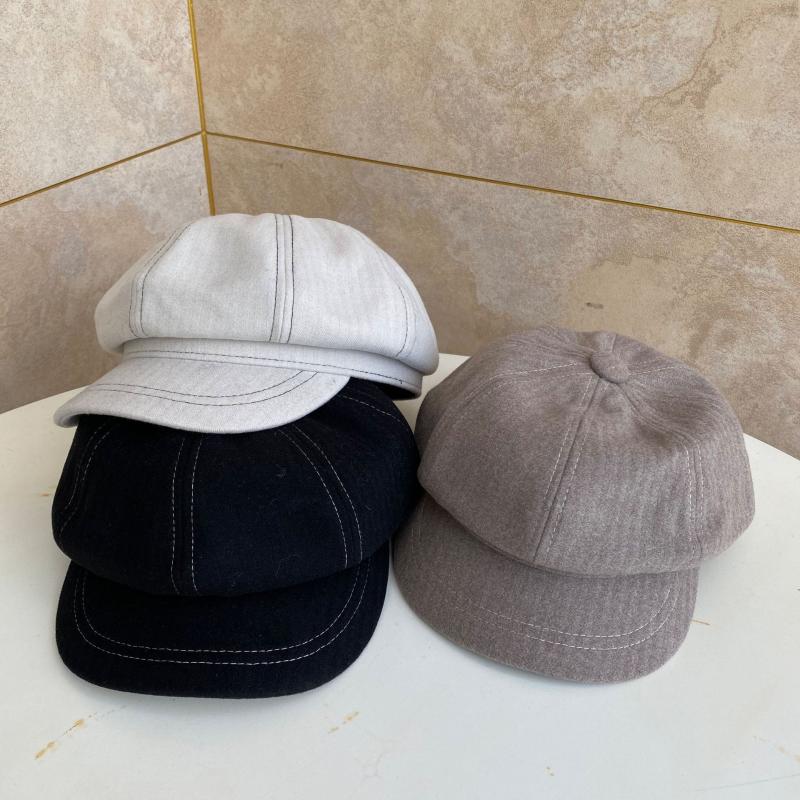 

Berets Women's Autumn Korean Version Of The Solid Color Retro Beret Outdoor Thin Style All-match Casual Cap Anti-sai Sboy Hat, White