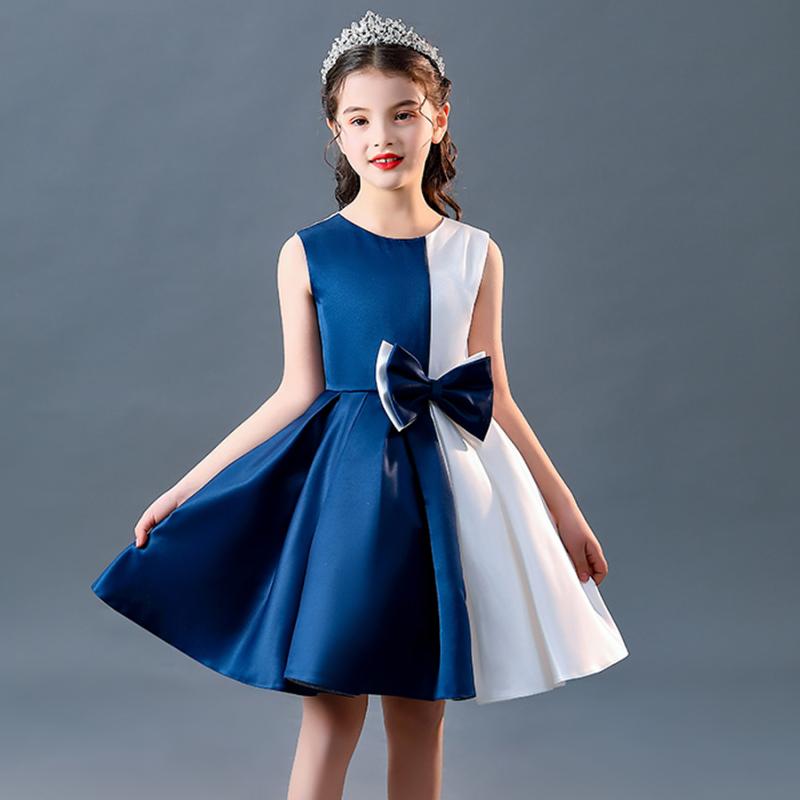 

Girl's Dresses Girl Two-color Stitching Christmas Bow Party Princess Children Kids Clothes For 6 8 10 Years Girls Gown, Red;yellow