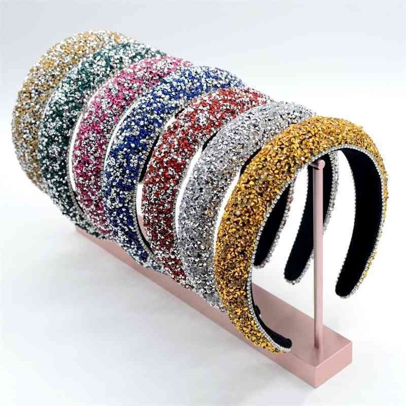 

Korea New full Baroque sea sponge diamond Korean version of the wide water drill headband