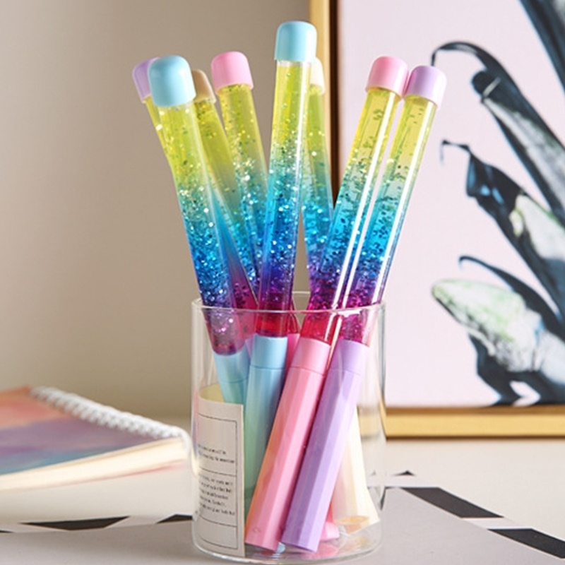 

Colorful Liquid Quicksand 0.5mm Gel Pen Creative Magic Wand Pen Writing Signature Pens Black Ink Office School Stationery Supplies ZYD2899