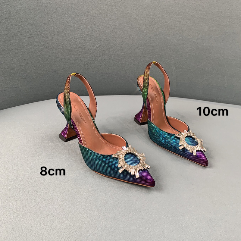 

Luxury Designer Dress Shoes Europe And The United States 2021 Sunflower Crystal Buckle Drill 8cm 10cm Heels Pointed Sandals Gradient Color Runway Shoe 35 -42, Pearl pink 10cm