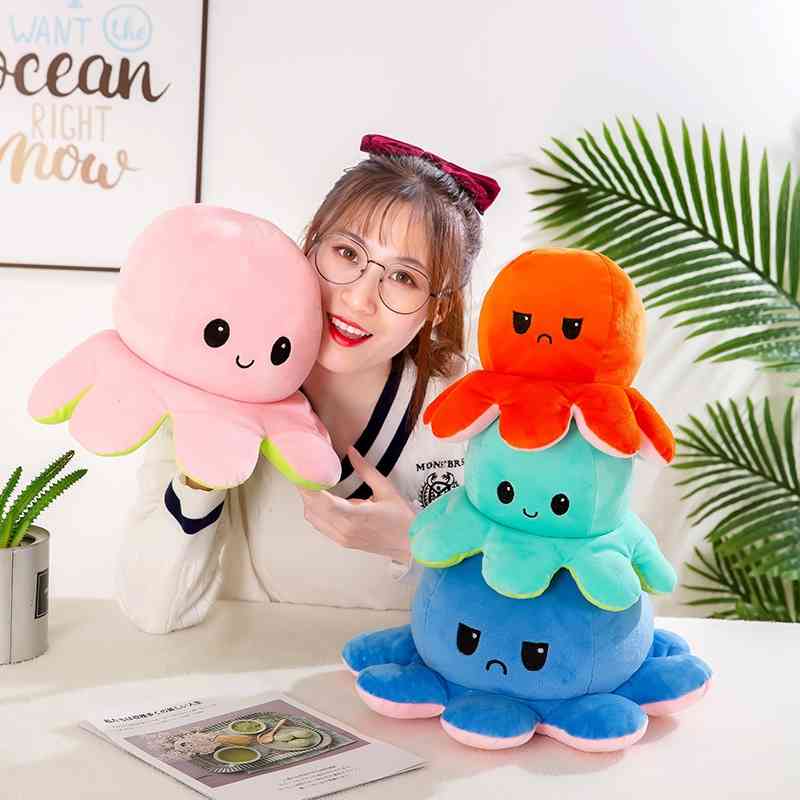 

Large size 40cm color change double side turned over Octopus doll plush toy, Pink