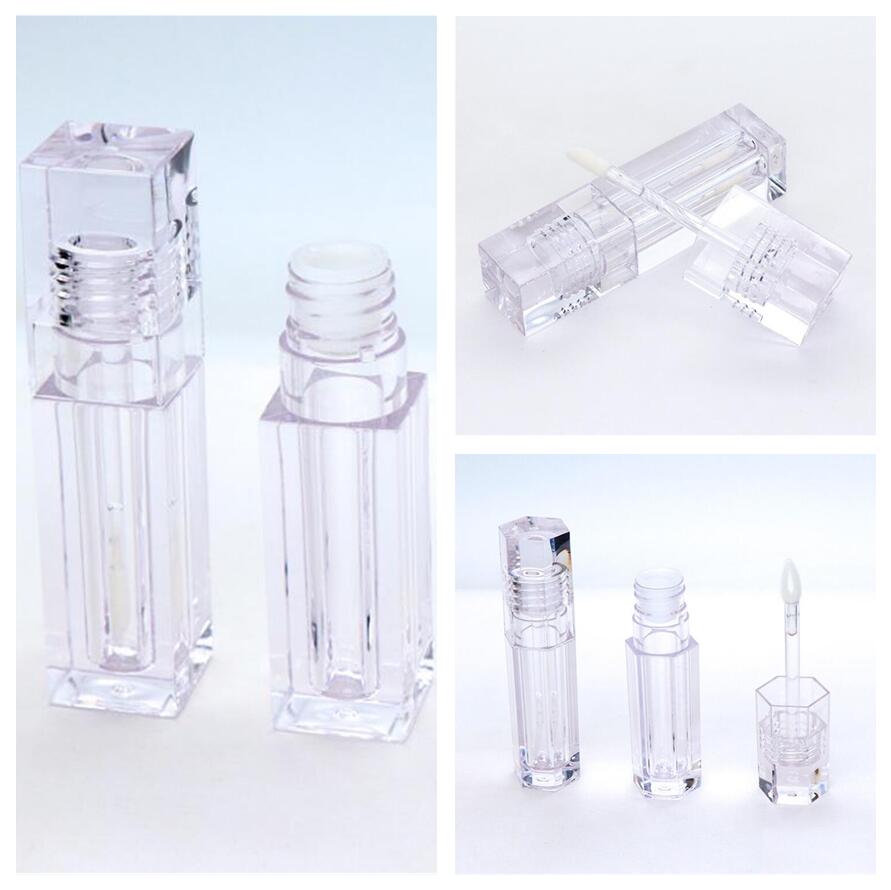 

Empty Lip Gloss Tubes 5.5 ML Square Hexagon Shape Clear Lip Balm Tubes Container Organize Lipstick Refillable Bottles Lip Gloss Tube