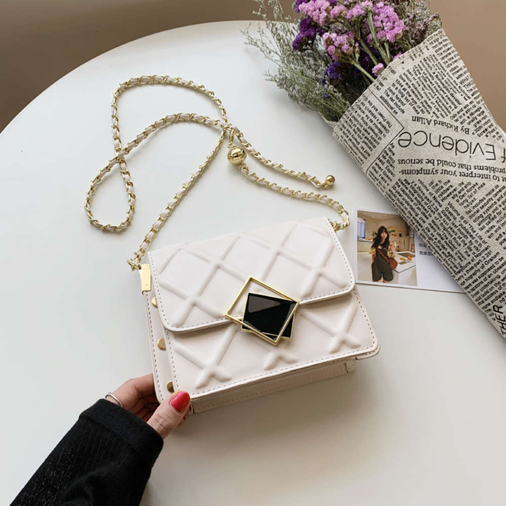 

Feini Beishi Small Ck Lingge Bag Women 2021 Fashion Chain Msenger Pearl One Shoulder Square, White