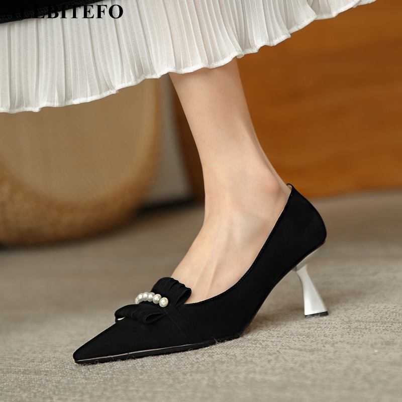 

ALLBITEFO sliver heel genuine leather brand high heel shoes thin heel autumn/spring women heels shoes wedding women shoes 210611, As picture