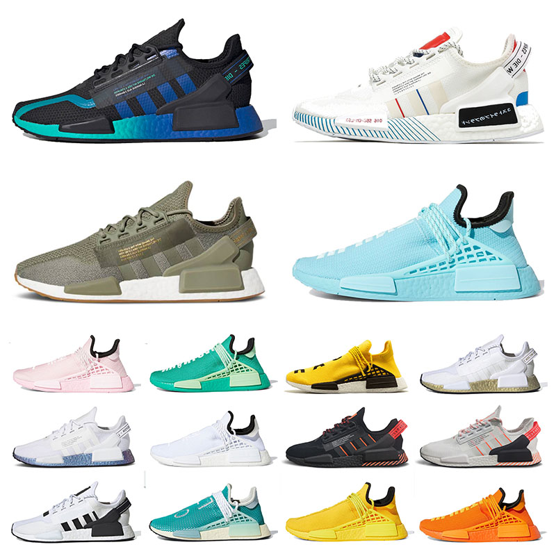 

Sports Sneakers Nmd R1 v2 Human Race Mens Womens Running Shoes Pharrell Williams Black White Speckled Yellow Pink Legacy Green Aqua Tones Ja