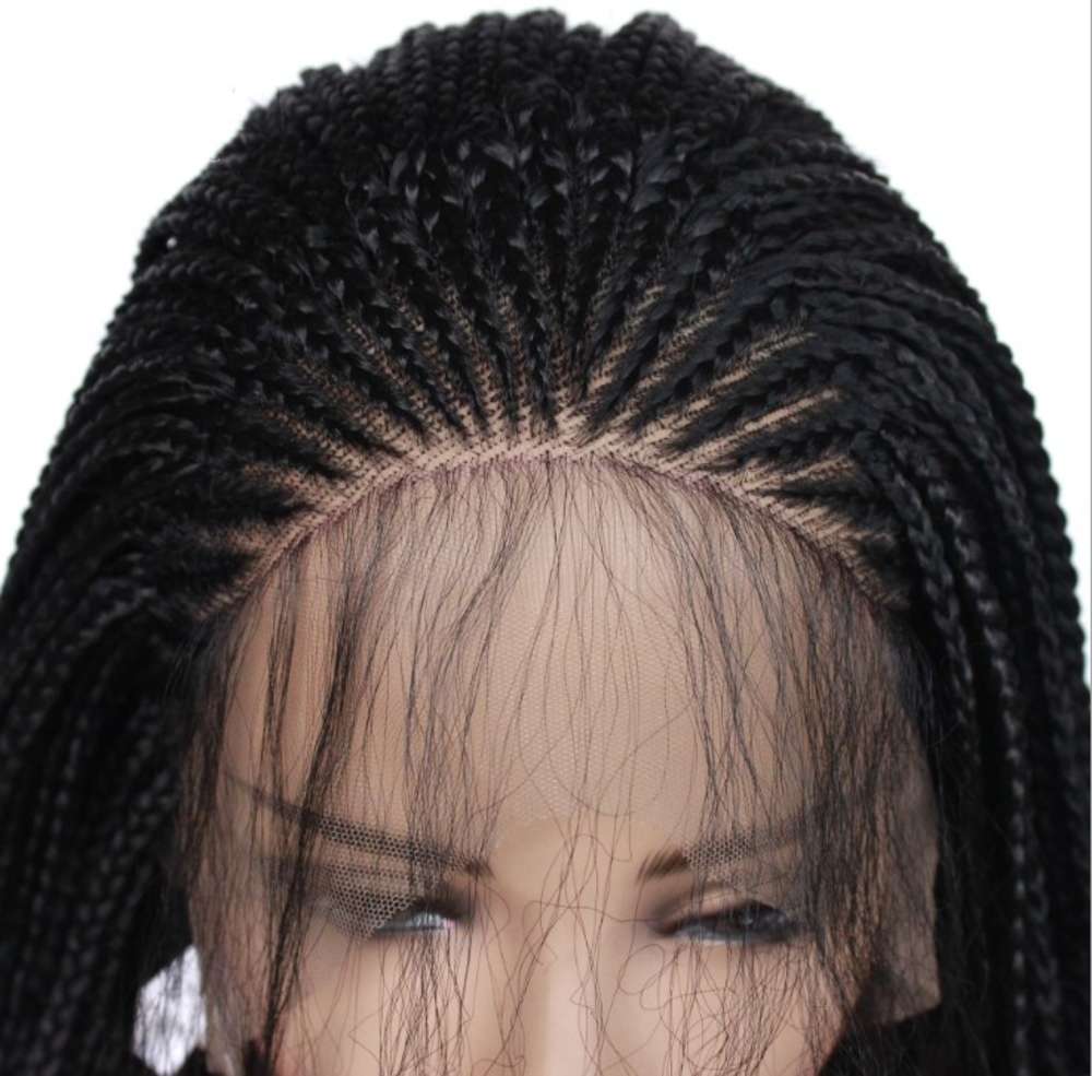 

Synthetic braid lace front wigs higher temperature ristant fibre wig 24inch, Black