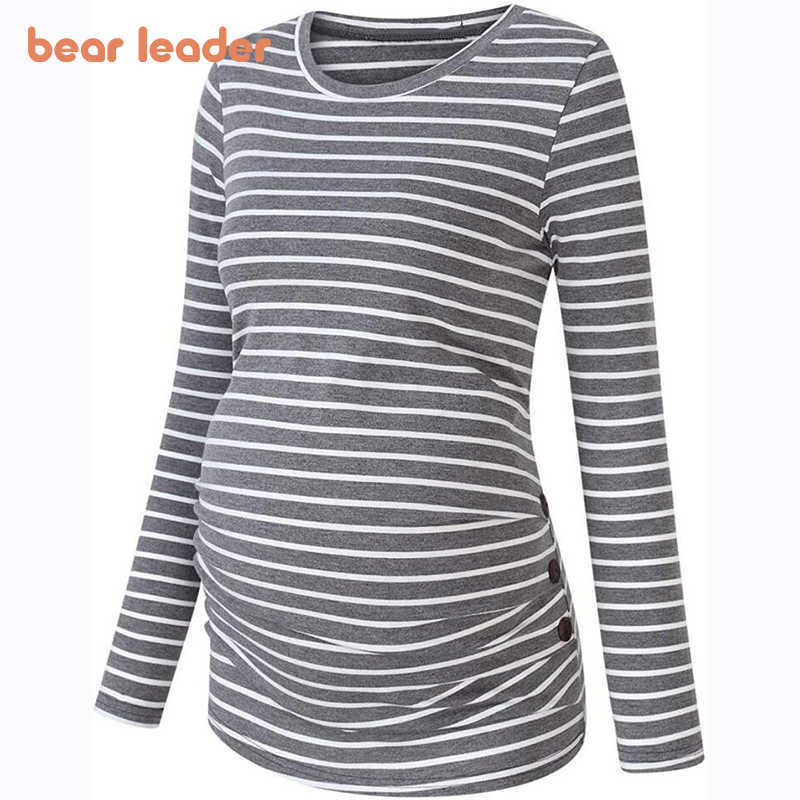 

Bear Leader Woman Prenatal Casual Spring T-Shirts Spring Autumn Fashion Striped Pregnancy Maternity Women Full Sleeve Tees 210708, Af434black
