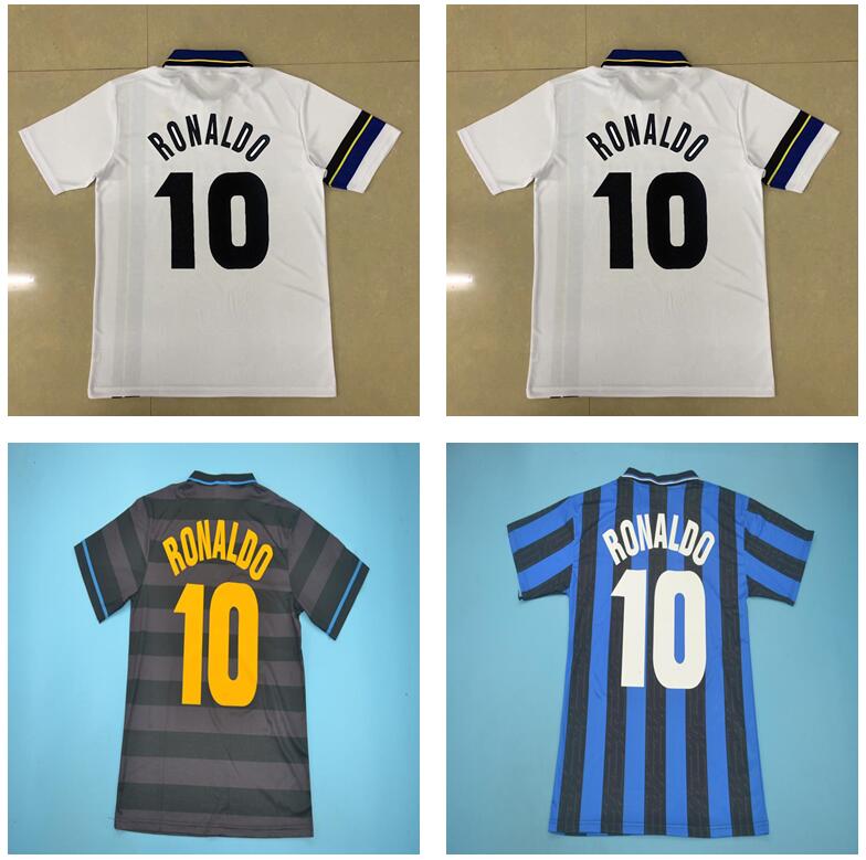 

#10 RONALDO 1997 1998 Retro soccer jersey football shirt black 97 98 classic DJORKAEFF SIMEONE ZAMORANO home away Vintage Maglia da calcio, Black;yellow