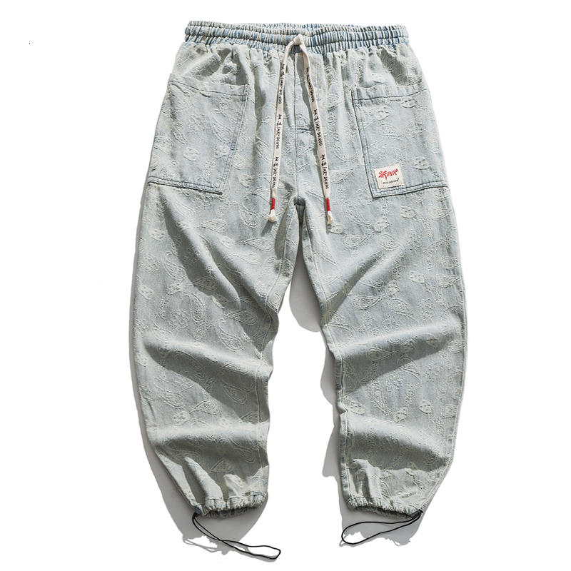 

2021 Hip Hop Men's Brim Pants -autumn New Man Down Vintage Male Printed Jeans Plus Size 4xl 5xl Rfi3, Blue.