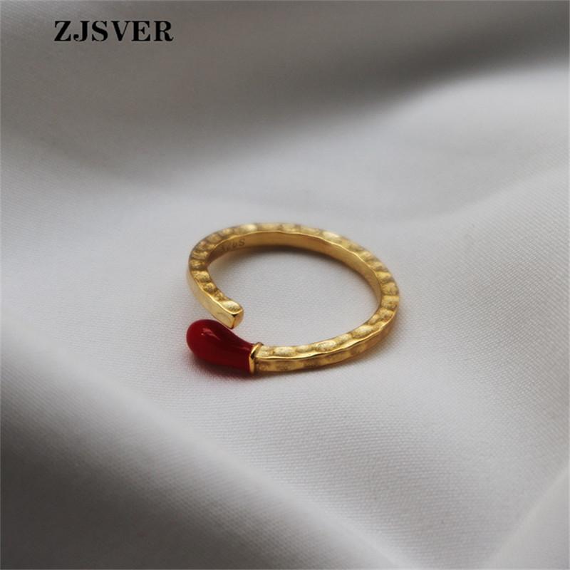 

Cluster Rings ZJSVER Korean Jewelry 925 Sterling Silver Ring Golden Fashion Simple Match Shape Adjustable Women For Festival Present, Golden;silver
