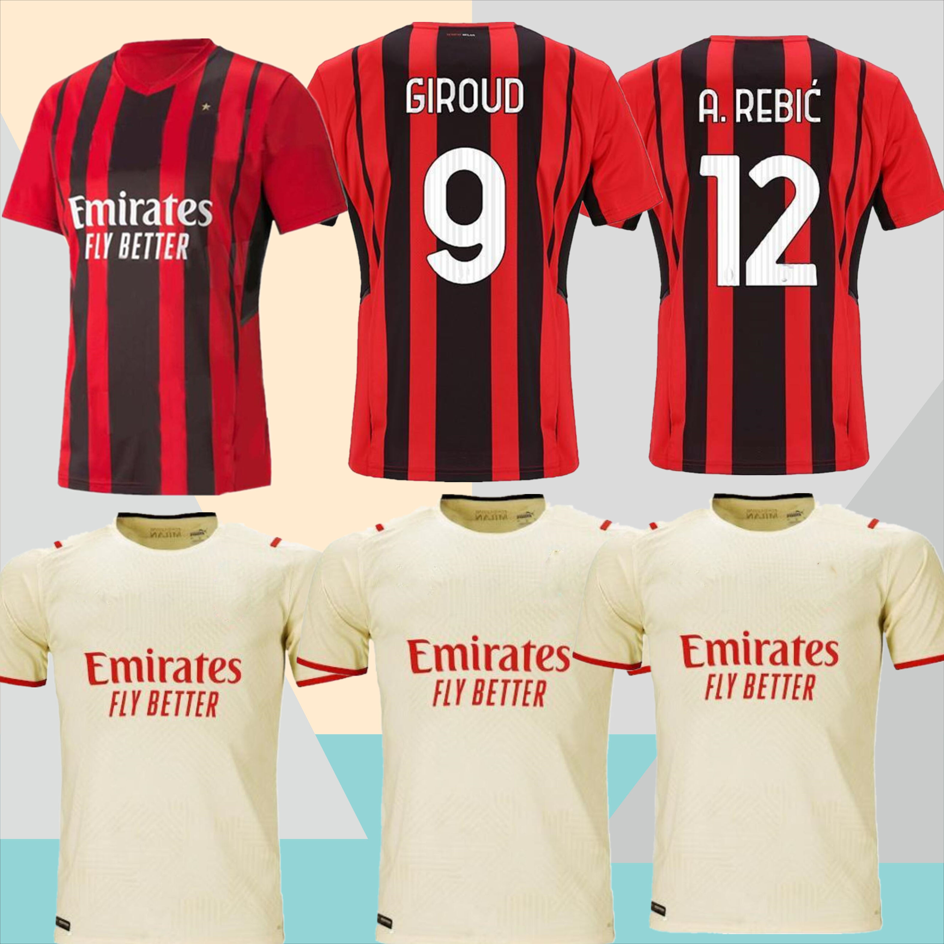 

21/22 Fans suit AC Soccer milan BA. jerseys 2021 IBRAHIMOVIC TONALI Mandzukic Kessie Men kid football Training shirts 999