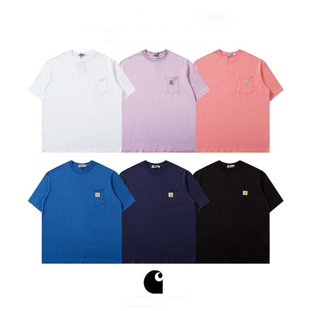 

Classic Woven Label Pocket t shirt Short Sleeve Student Couple Street, Purple