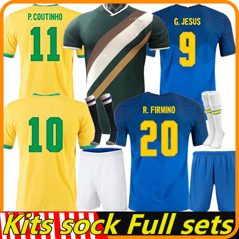 

21/22 Training BRASIL NERES COUTINHO soccer jerseys Fans Player Version 2021 camiseta de futebol BraziLS G.JESUS FIRMINO football shirt Kits sock Full sets uniforms, 20-21 away