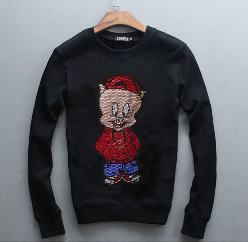 

2021 New Hoodies of the Men Hooded Hoodie Casual Hot Drill Diamonds Streetwear Training Tops Plus 4xl Asian Size Wmeg, As shown in the figure