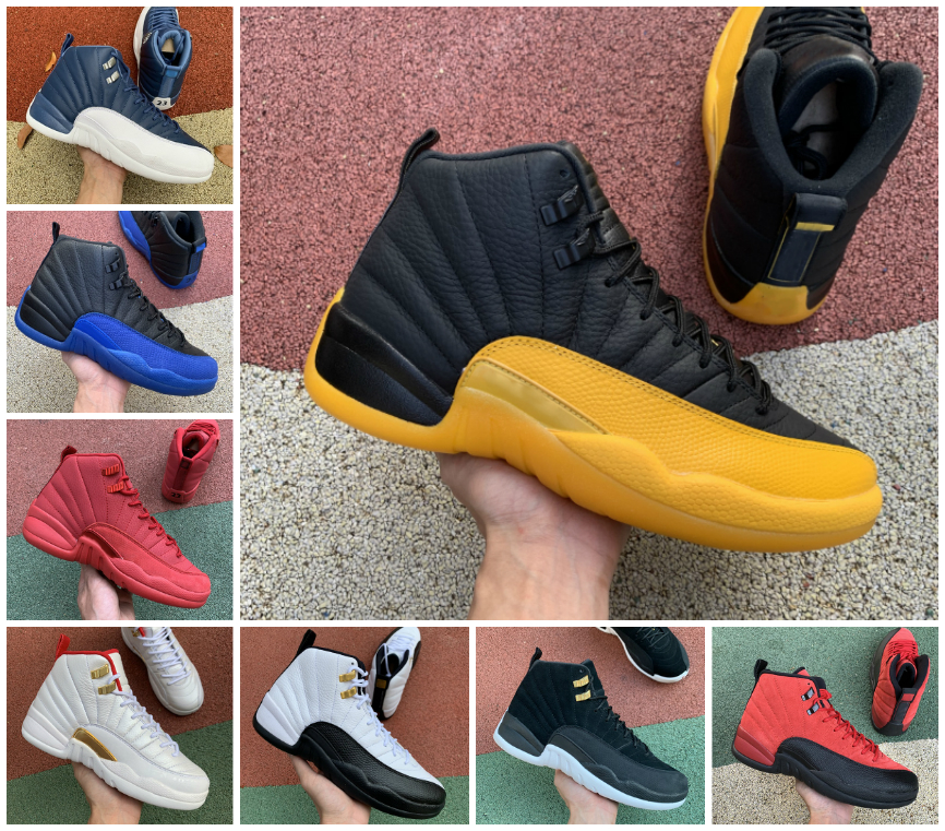 

Top Quality Mens Basketball Shoes 12s University Gold Reverse Flu Game Royal Dark Concord Taxi OVO White Retroes 12 Playoffs French Blue Sneakers Sports Trainers, Box