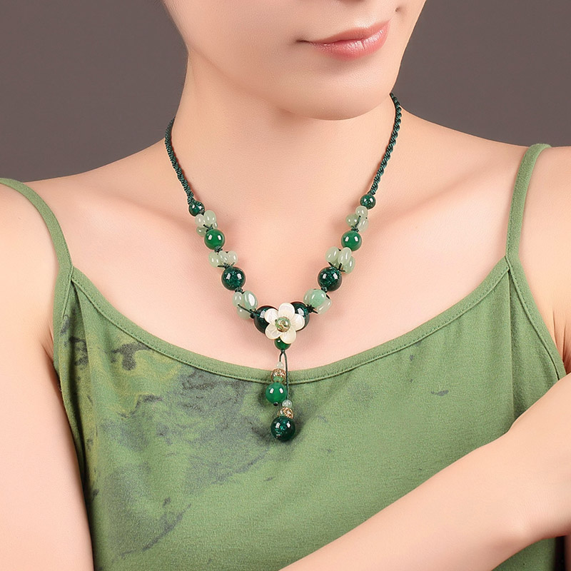 Xianlan334 Ancient Folk Clothes Deserve To Act The Role Of Green Coloured Glaze Cowrie Shells Accessories Necklace Pendant Collarb-image-706517203