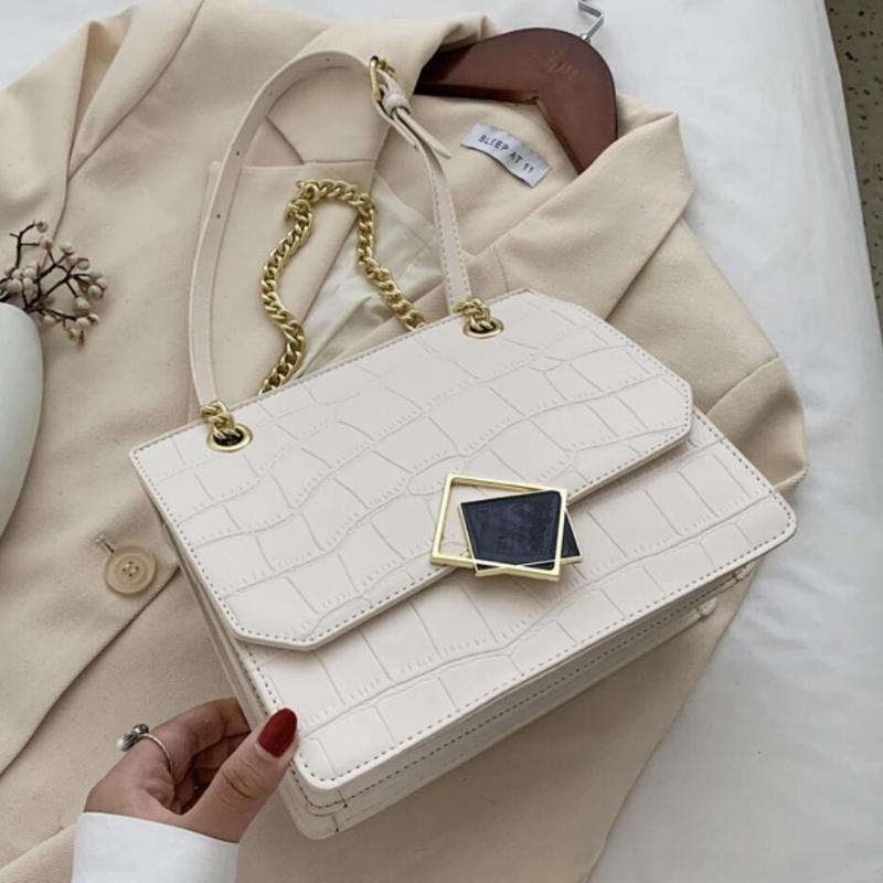 

Crocodile pattern Flap Crossbody bag 2021 New High quality PU Leather Women's Designer Handbag Chain Shoulder Messenger Bag, Black