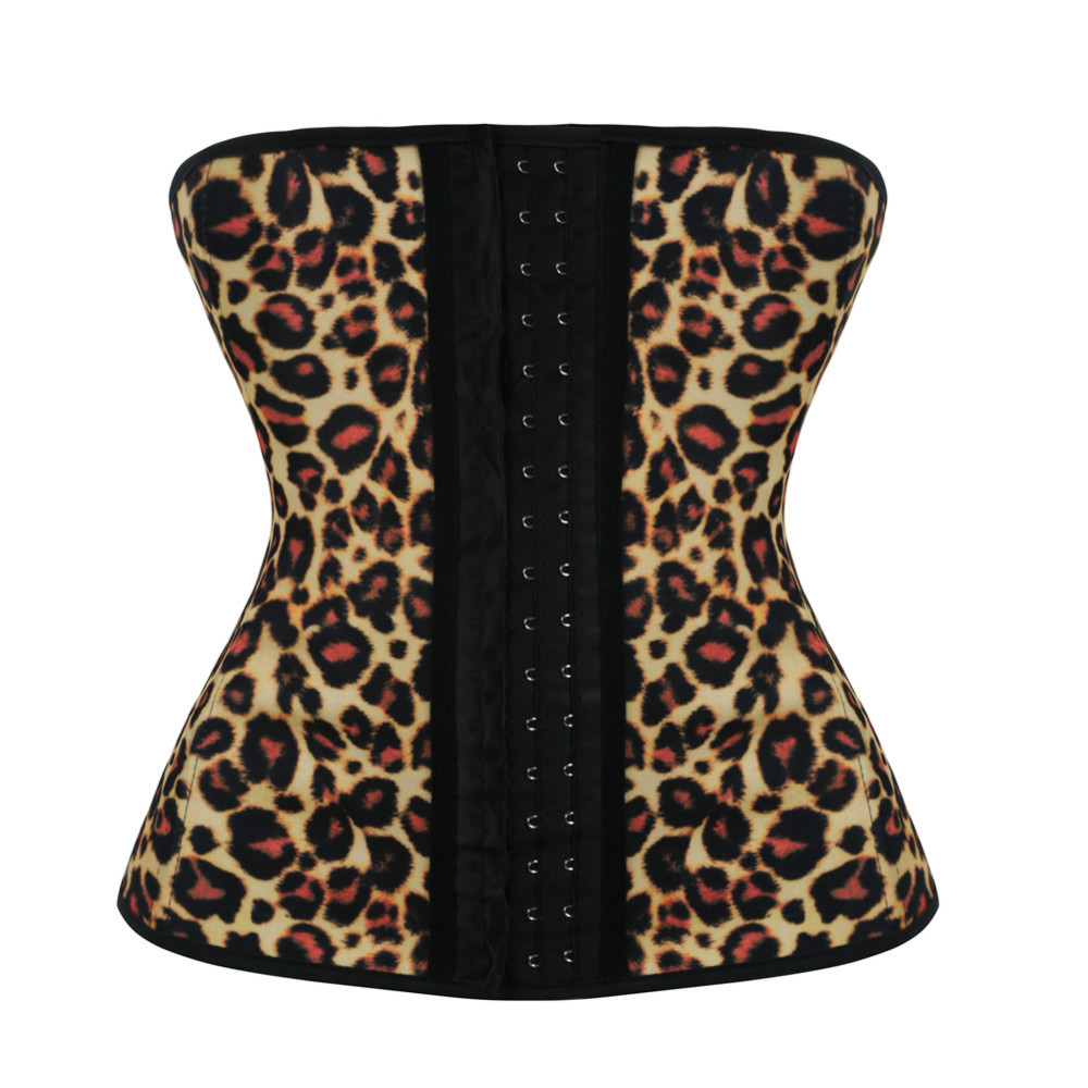 

Woman Bustiers Best Sale Sexy Leopard Print Teel Boned Latex Corset Top Rubber Waist Cincher Body Shaper Waist Trainer Corsets, Orange
