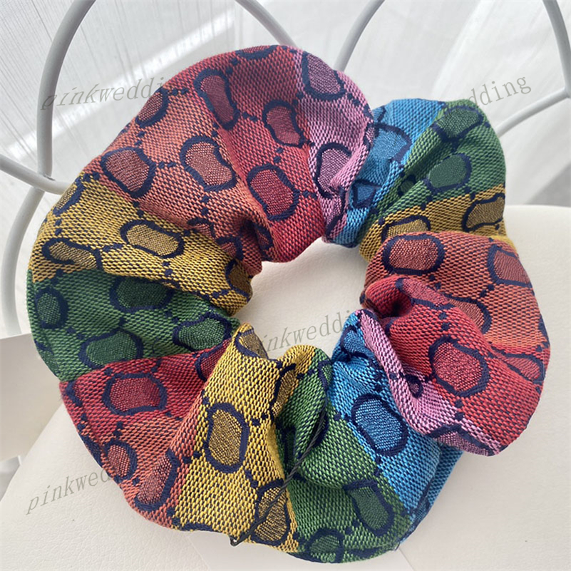 

Rainbow Letter Headdress High Elastic Hair Rubber Bands Novelty Plaid Hairs Ties Women Cute Headwear