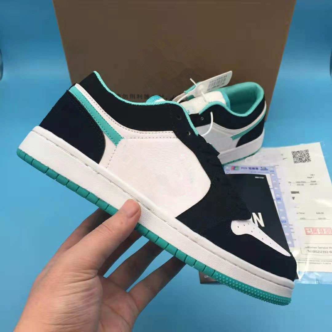 

jumpman 1 low basketball shoes unc 1s men women black toe pine green mens trainer sports sneakers Dress shoe, Customize
