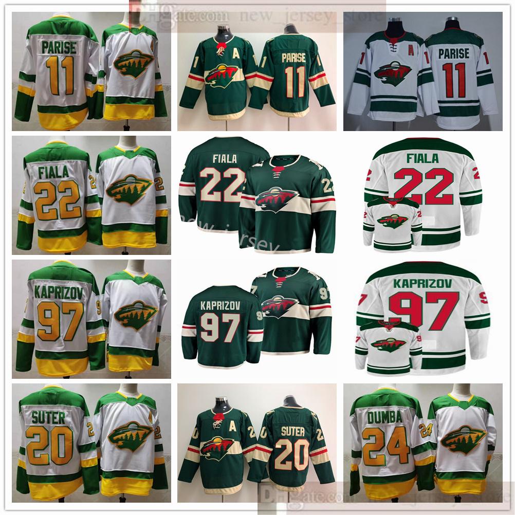 

2021 Reverse Retro Minnesota Wild Hockey 97 Kirill Kaprizov 11 Zach Parise 22 Kevin Fiala 24 Matt Dumba Ryan Suter Jerseys White Green, Black;red