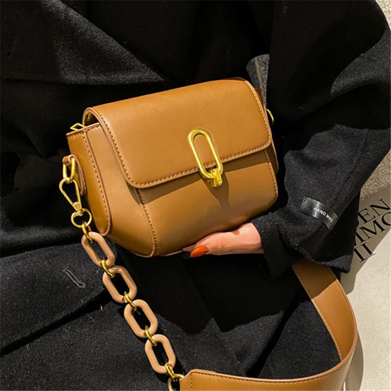 

Women PU Leather Flap Small Square Shoulder Bag Pure Color Chain Retro Crossbody Bags Ladies Designer Casual Style Handbags Sac, Black