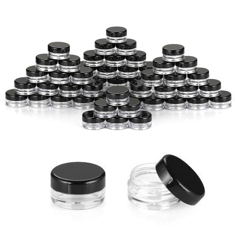 

ip Balm Containers 3G/3M Clear Round Cosmetic Pot Jars with Black Clear White Screw Cap ids And Small Tiny 3g Bottle s