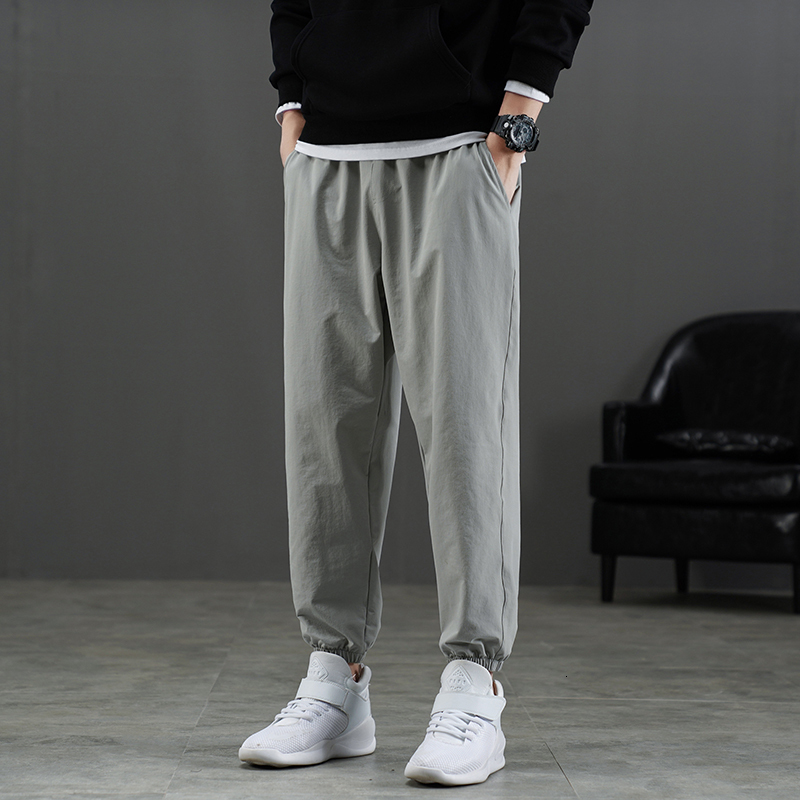 

2021 Brand Sweatpants Mens Clothing Joggers Harajuku Plus Size Casual Fashion New Korea Trousers Solid Clothes O041, Black