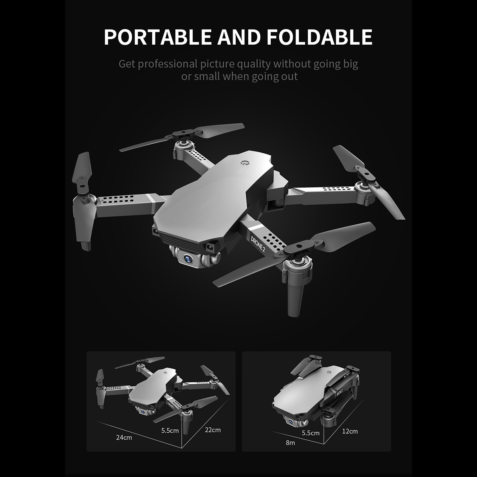 

H702 Mini WiFi FPV HD Camera Drone Professional Aerial Photography Altitude Hold Mode Foldable RC Drone Quadcopter, Black