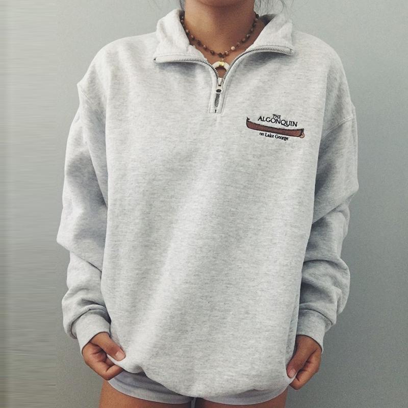 

2021 Luxury Thick Gray Zipper Letter Print Oversized Winter Warm Sweatshirt Women Long Sleeve Pullovers Plus Size Elegant British Ytzk, Style1