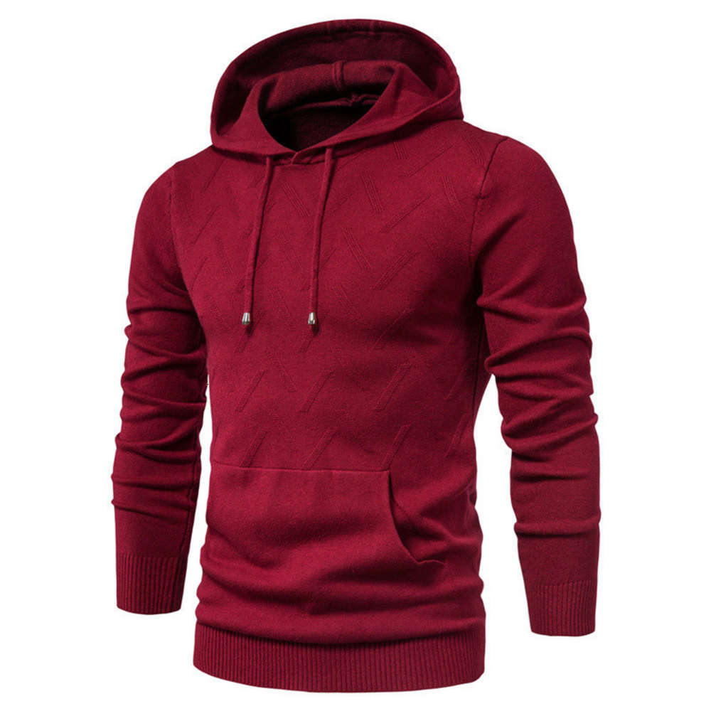 

Autumn and winter new men's small twill sweater casual simple sports Pullover hooded Coat, White;black