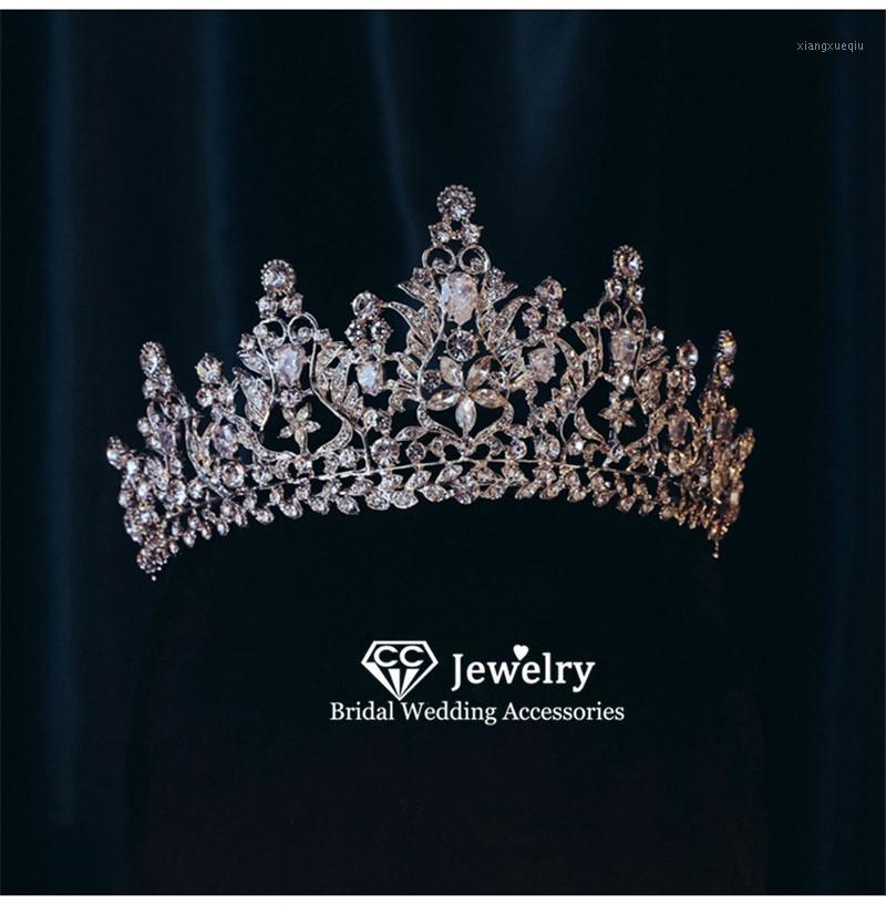 

Hair Clips & Barrettes Wedding Crown Jewelry Bridal Tiaras And Crowns Engagement Ornaments Trendy Headpiece Party Accessories CZ Headwear FO, Golden;silver