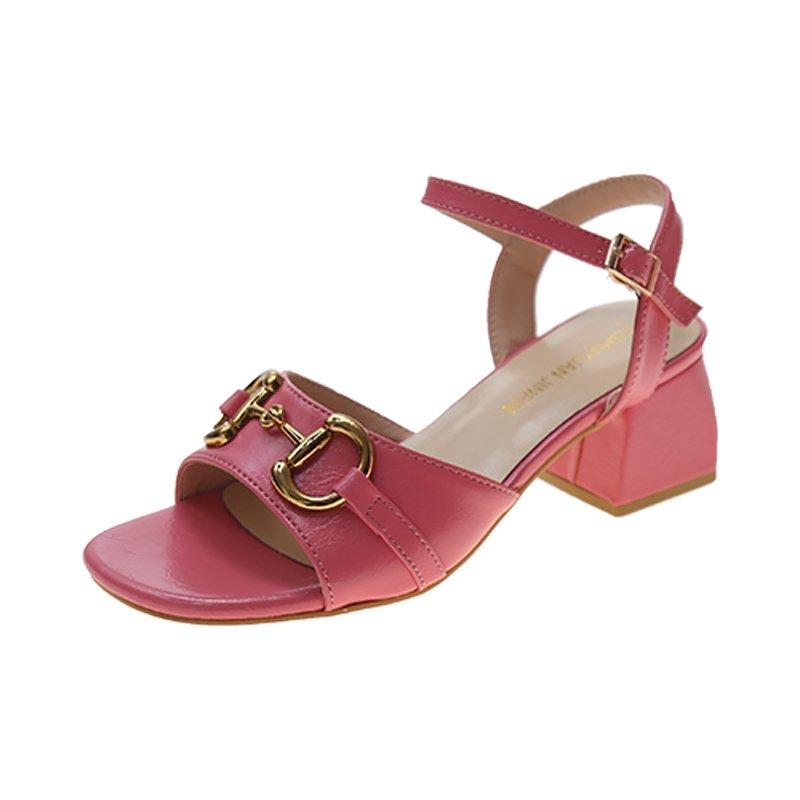 

Dress Shoes Summer Gladiator Square High Heels Women's Open Toe Suede Sexy Word Buckle Women Sandals Rome, Black