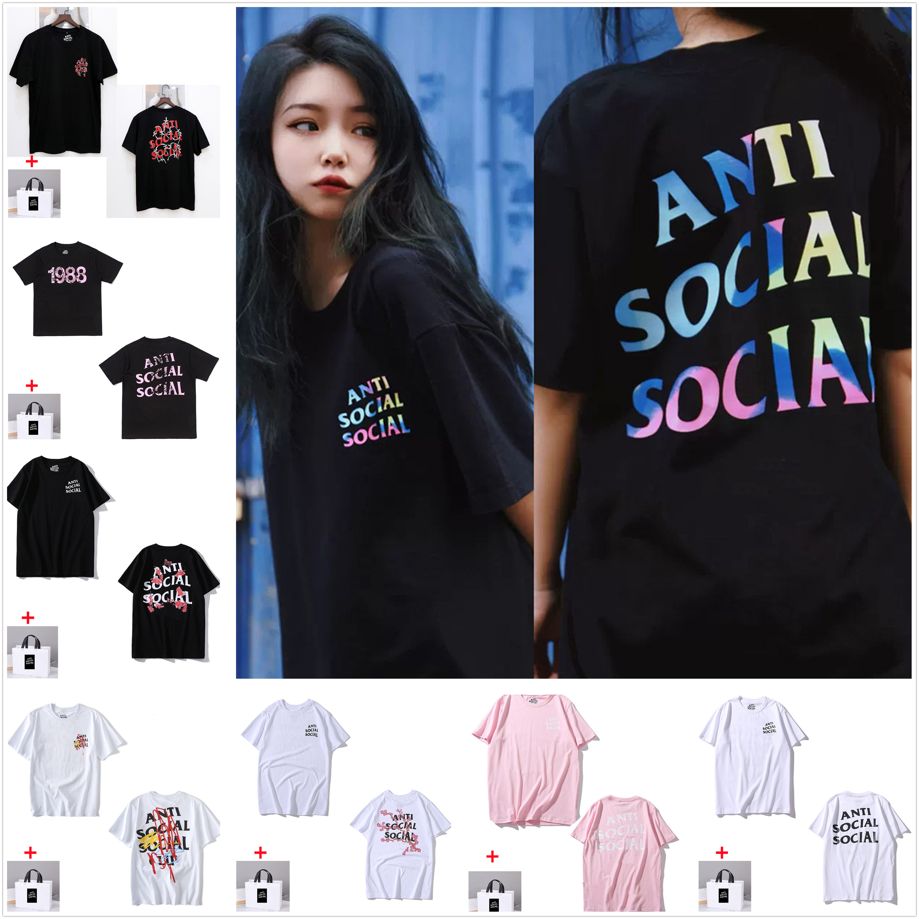 

Women t shirt Men's T-Shirt high quality Tees Floral Sakura Butterfly Letter Print Round Neck Loose Men and Womens Couples Tops Bring tote bag 0102, 1 pcs buttons