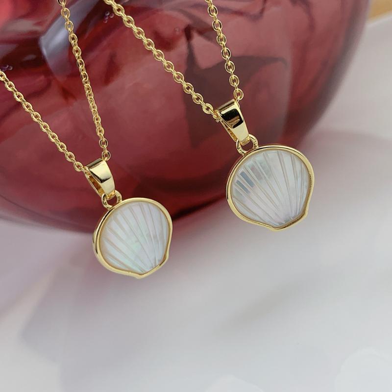 

Pendant Necklaces 10pcs/lot Natural Mother Of Pearl Shell Fan Shaped For Girls 2021 Fashion Jewelry, Silver
