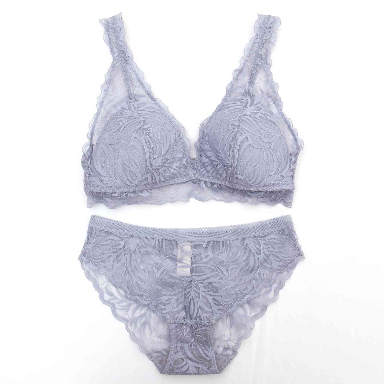 

bras sets french classic simple lace no steel ring thin cotton anti protruding small triangle cup physiological lactation bra suit, Red;black