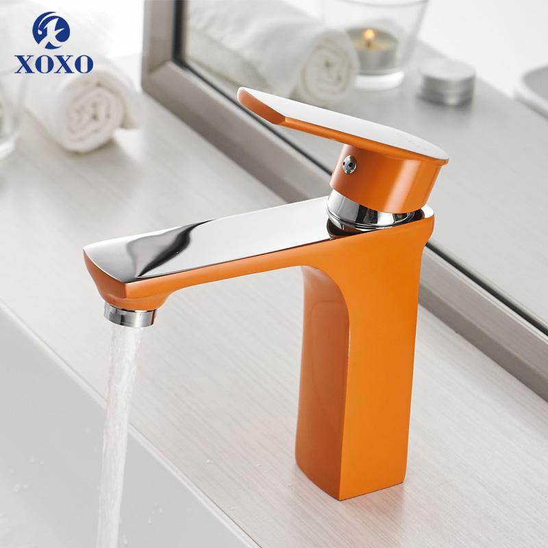 

Bathroom Sink Faucets XOXO Fashion Style Basin Faucet Cold And Orange White Water Taps Bronze Single Hole Mixer 20045